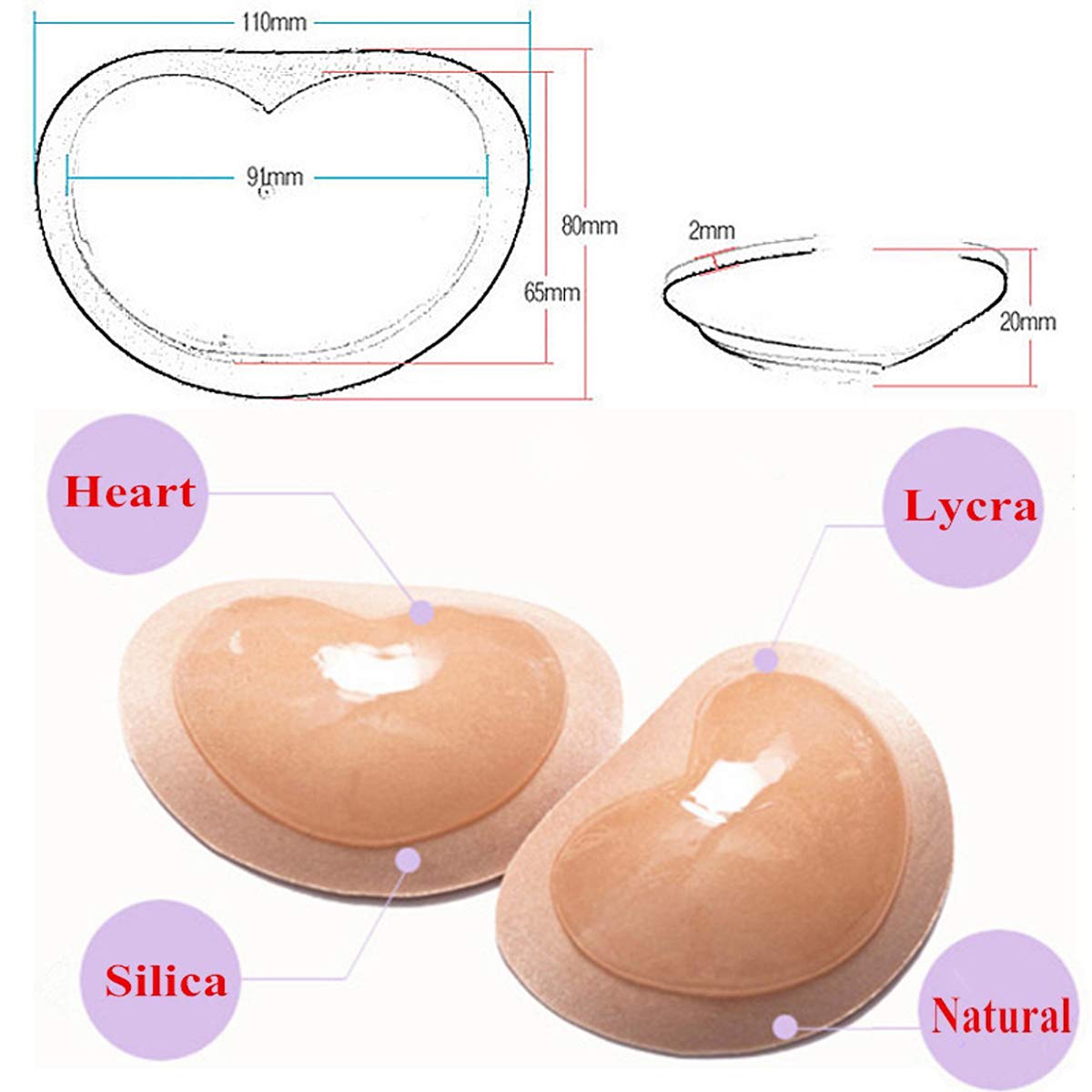 1Pair Chest Push Up Sticky Bra - Silicone Bra Adhesive recension och pris